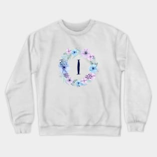 Floral Monogram I Icy Winter Blossoms Crewneck Sweatshirt